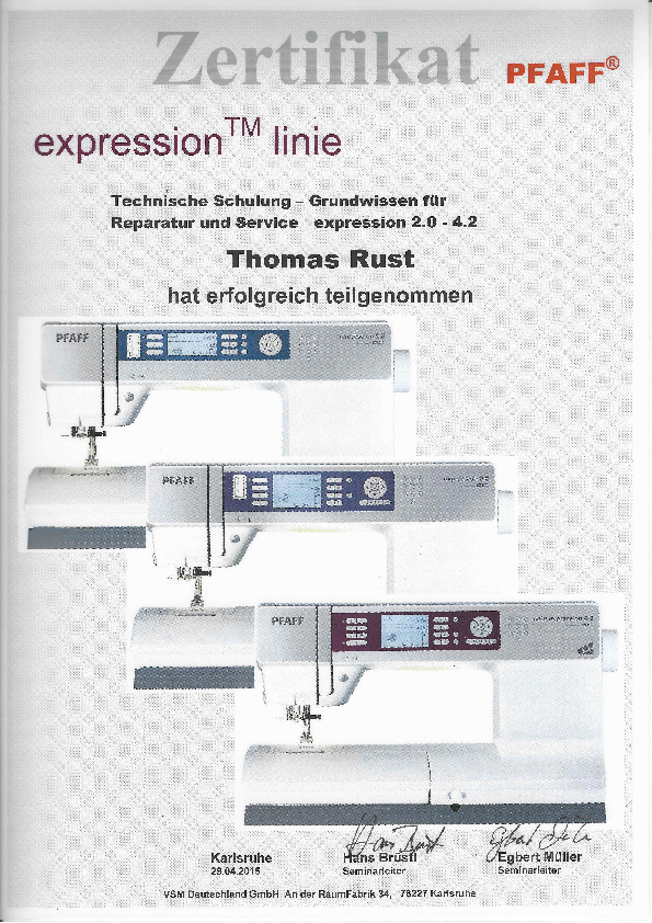 Nähmaschinen Reparaturservice Pfaff Expression